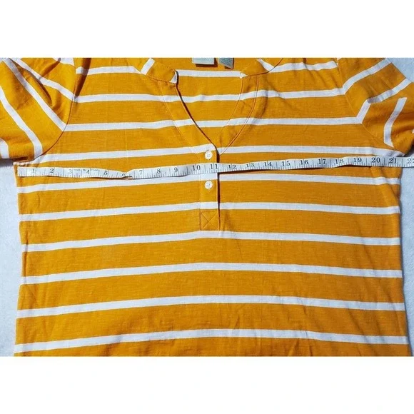 Caribbean Joe Roll Tab Shirt Women's Large Orange Striped V-Neck Long Sleeve Top - Picture 11 of 12
